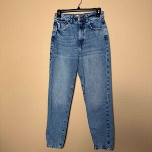 Zara Womens 2‎ High Rise Straight Light Wash Blue Denim Jeans
